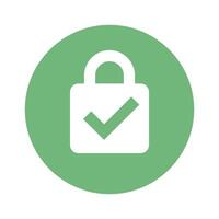 Padlock icon with check mark. Security. vector