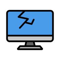 Flat design broken desktop PC icon. vector