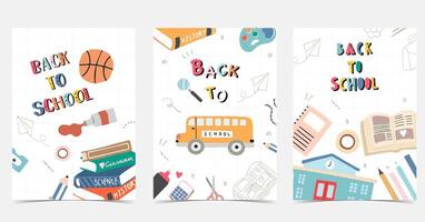 back to school background with stationery for a4 vertical design vector