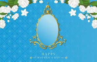 mother's day blue invitation with jasmine for horizontal design vector