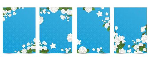 mother's day blue invitation with jasmine for a4 vertical design vector