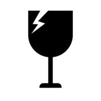 Broken glass silhouette icon of fragile object caution. vector