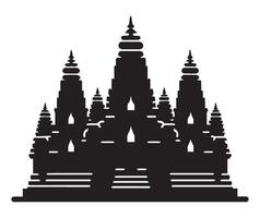 Detailed Silhouette of a Temple with Multiple Spires for Design and Artistic Projects vector
