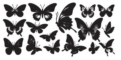 Collection of Butterfly Silhouettes in Various Shapes and Sizes for Design Projects vector