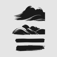 Black paint brush stroke, ink splatter and artistic design elements. Dirty watercolor texture, box, frame, grunge background, splash or creative shape for social media. Abstract drawing. vector