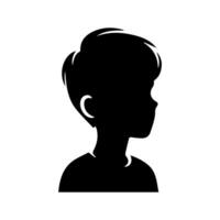 Silhouette of a boy. The side of the child's head. vector