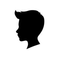 Silhouette of a boy. The side of the child's head. vector