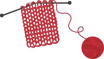 pelota de rojo lana y tejido de punto agujas vector