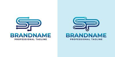 letras sp tecnología logo, genial para tecnología hardware y electrónica marcas vector