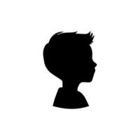 Silhouette of a boy. The side of the child's head. vector