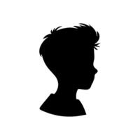 Silhouette of a boy. The side of the child's head. vector