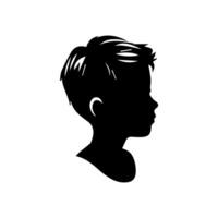 Silhouette of a boy. The side of the child's head. vector