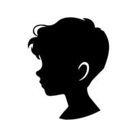 Silhouette of a boy. The side of the child's head. vector