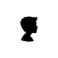 Silhouette of a boy. The side of the child's head. vector