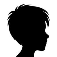 Silhouette of a boy. The side of the child's head. vector