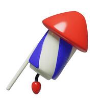 3d Firecracker for 4th July blue and red three dimensional minimal cartoon firework icon vector