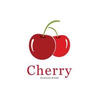 Cherry Fruit Logo Template. Illustration Cherries Symbol. vector