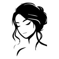 pelo estilo mujer silueta ilustración vector