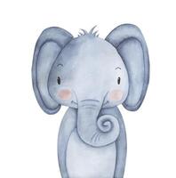 watercolor elephant waist-high trunk twisted vector