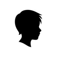 Silhouette of a boy. The side of the child's head. vector