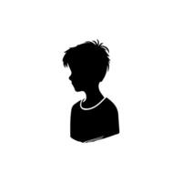 Silhouette of a boy. The side of the child's head. vector