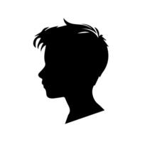 Silhouette of a boy. The side of the child's head. vector
