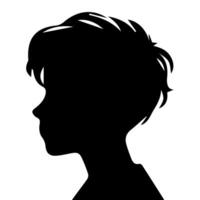 Silhouette of a boy. The side of the child's head. vector