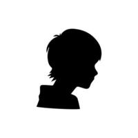 Silhouette of a boy. The side of the child's head. vector