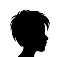 Silhouette of a boy. The side of the child's head. vector