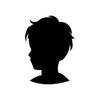 Silhouette of a boy. The side of the child's head. vector