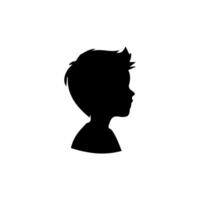 Silhouette of a boy. The side of the child's head. vector