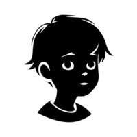 Silhouette of a boy. The side of the child's head. vector