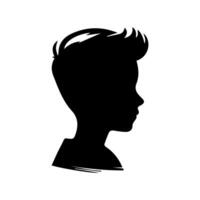 Silhouette of a boy. The side of the child's head. vector