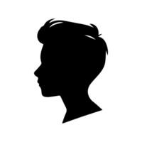 Silhouette of a boy. The side of the child's head. vector