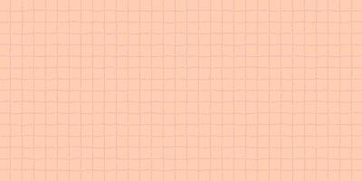 Textured sheet of peach-colored checkered paper with a stipple effect. Cute pastel color background, irregular geometric pattern, notebook page. vector