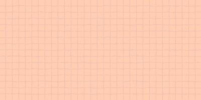 Textured sheet of peach-colored checkered paper with a stipple effect. Cute pastel color background, irregular geometric pattern, notebook page. vector