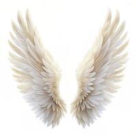 white angel wings isolated on white background photo