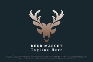 Deer head logo design illustration. Animal head silhouette stag reindeer horn elk fawn antelope antler. Simple minimal minimalist elegant luxury gradient icon symbol. vector