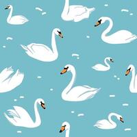 Cute kids cartoon pattern with swans, seamless background for baby product. Texture for kids bedding, fabric, wallpaper, wrapping paper, textile, t-shirt vector