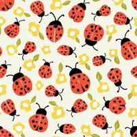 Cute kids pattern with ladybugs, seamless background for baby product. Texture for kids bedding, fabric, wallpaper, wrapping paper, textile, t-shirt vector