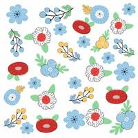 mano dibujado floreciente sencillo resumen flor modelo en blanco para textil, tela, superficie diseño, envase papel, fondo de pantalla vector