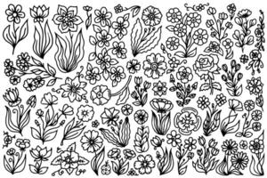 Line art seamless tea pattern. Repeating pattern with teapots, mugs, chamomiles, lemons and leaves. vector