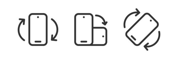Phone rotate icon. Turn device horizontal or vertical. Smartphone arrow right, left. Rotation button on mobile. vector