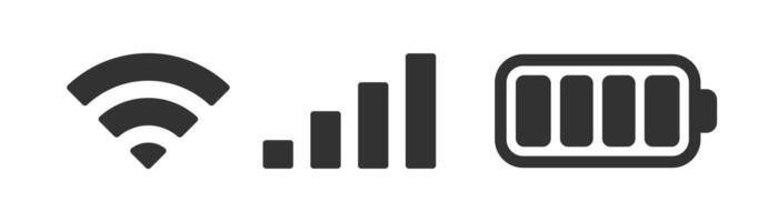 Battery, network, mobile signal, wifi icon. Phone bar status. Power charge. vector