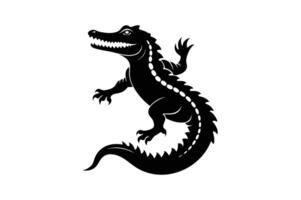 alligator silhouette black white illustration vector