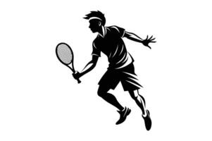 tenis raqueta con pelota. icono de raqueta para corte. logo de tenis cohete y pelota aislado en blanco antecedentes. deporte equipo para juego, fósforo, competencia. silueta para club de bádminton. . vector