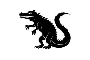 caimán silueta negro blanco ilustración vector