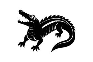 alligator silhouette black white illustration vector