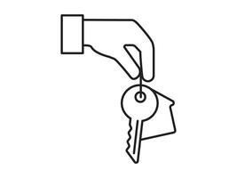Key icon for house representation, isolated against a white background. This simple symbol evokes a sense of warmth and security, embodying the concept of home. vector
