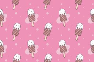 Ice cream seamless pattern. Sweet Desserts in pink background. vector